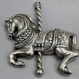 James Avery Retired Carousel Horse Brooch Sterling Silver Figural Equestrian